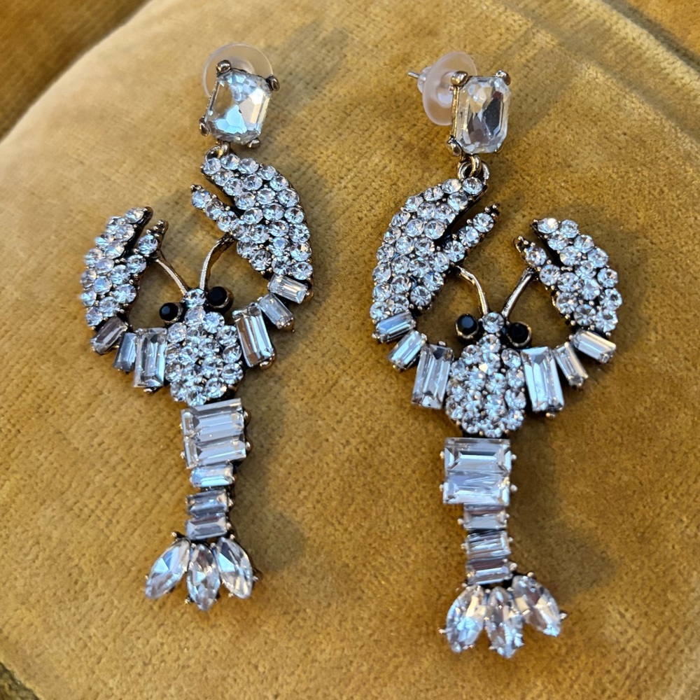 NEW GLAM ROCK LOBSTER Pendant Earrings CZ - Picture 3 of 5